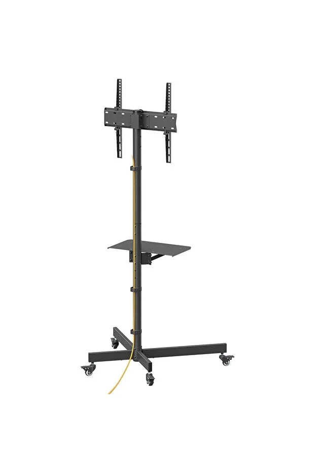 Tekerlekli Tv Standı 32"-55" | Ekonomik Seri | Yükseklik Ayarlı | Raflı | 35 kg Kapasiteli
